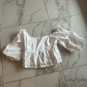 Faithfull the Brand White Puff Sleeve Blouse